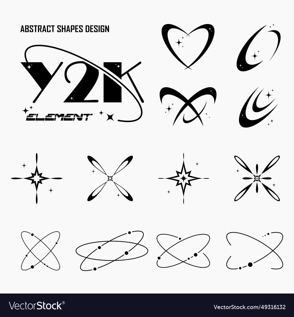 Abstract shape y2k element design set