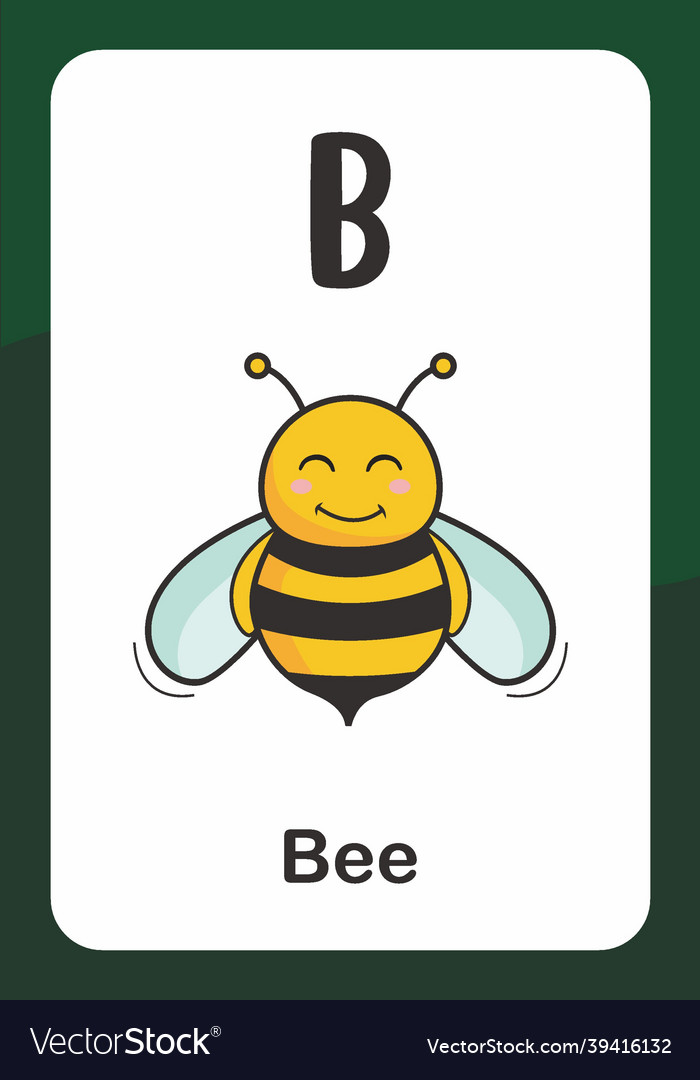 Animal alphabet flash card - b for bee Royalty Free Vector