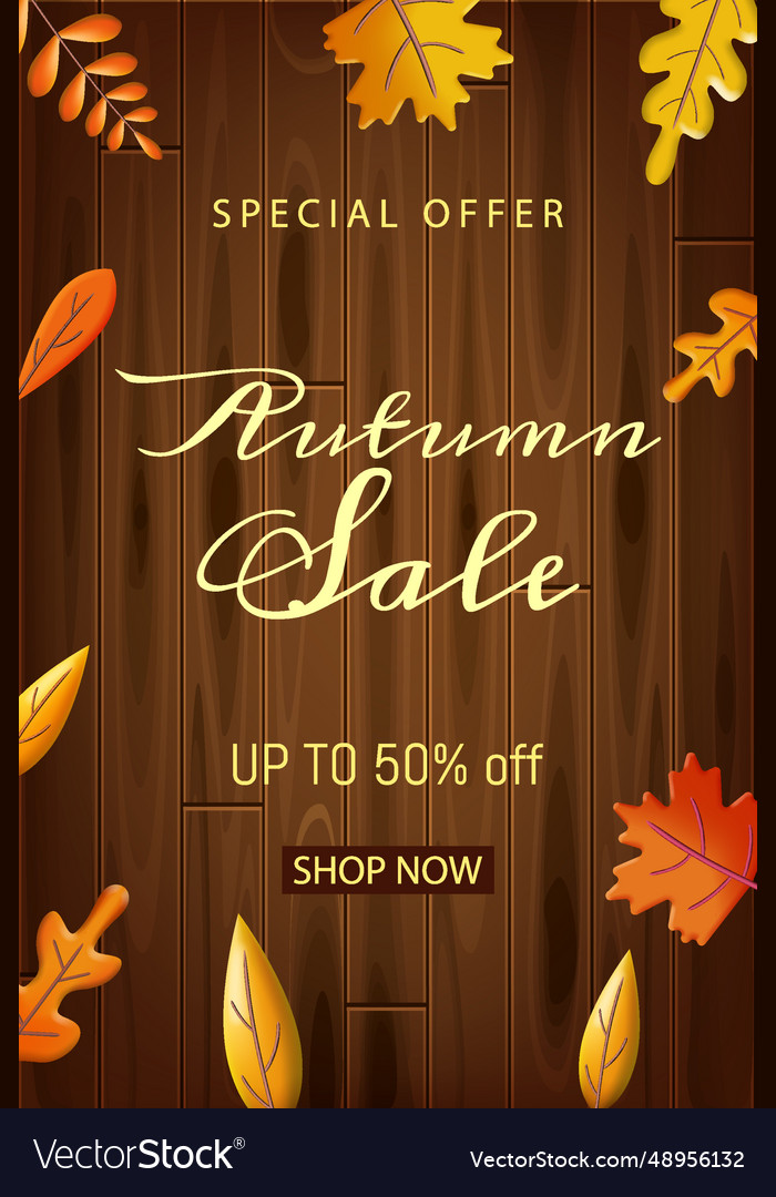 Autumn sale 3d background with yellow orange