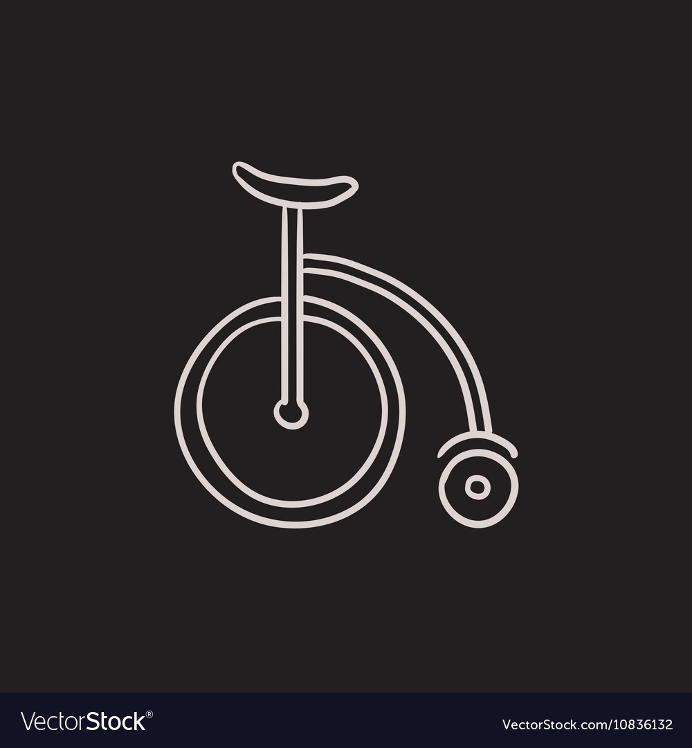 Circus old bicycle sketch icon