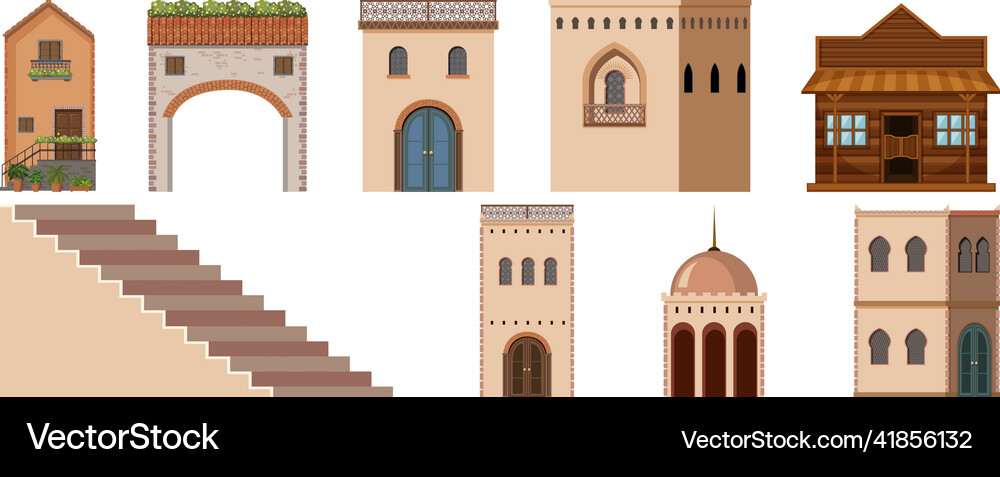 Different designs of buildings Royalty Free Vector Image