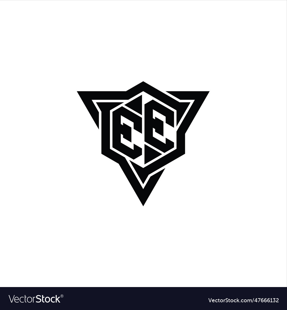 Ee logo monogram hexagon shape with triangle