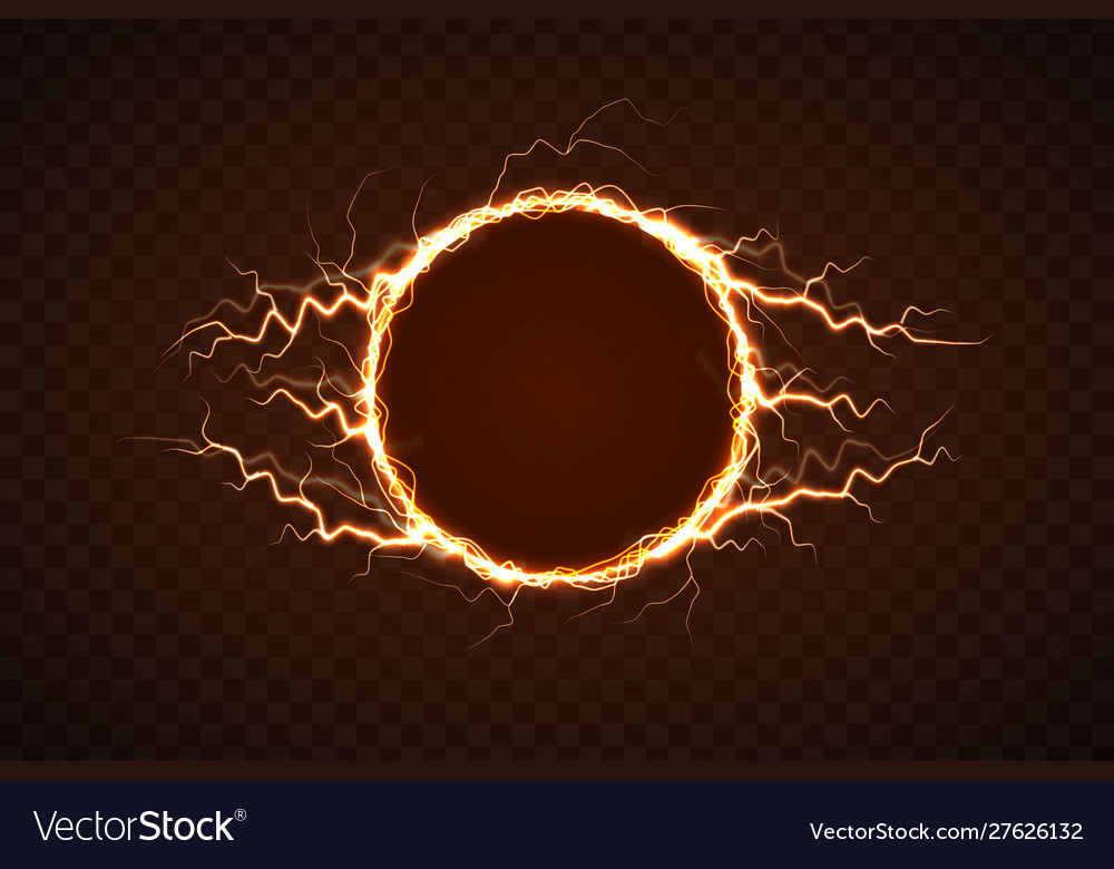 Electric circle with lightning effect Royalty Free Vector