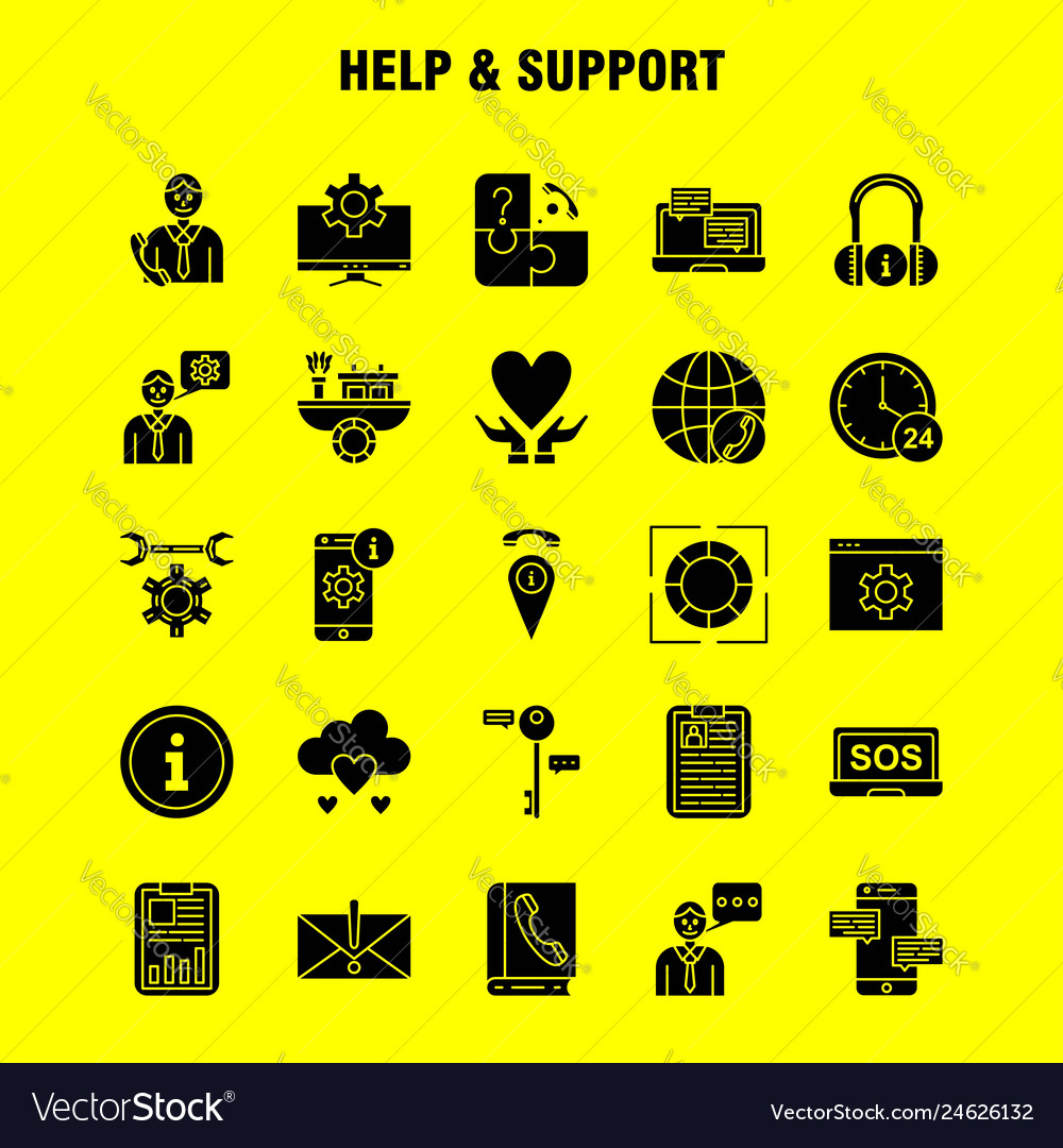 Help and support solid glyph icon for web print