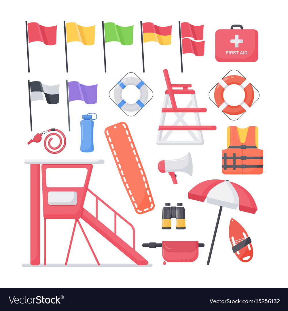 Lifeguard Safety Equipment Icons