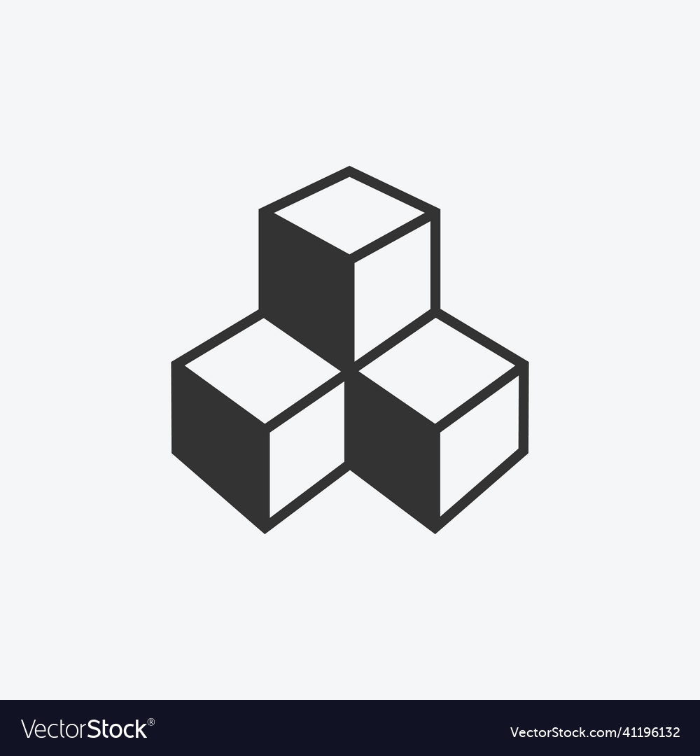 Outline cubes icon flat design Royalty Free Vector Image