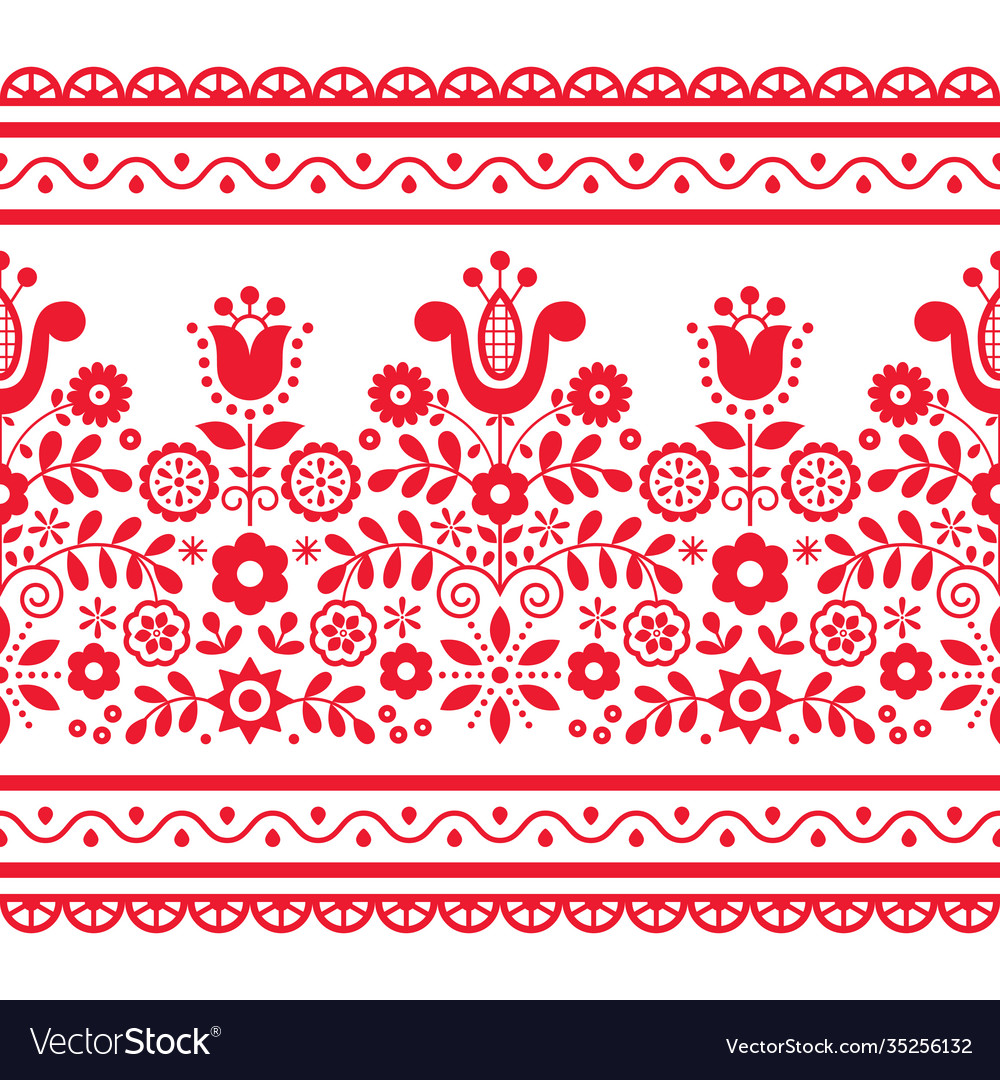 Polish folk art seamless design with flower Vector Image