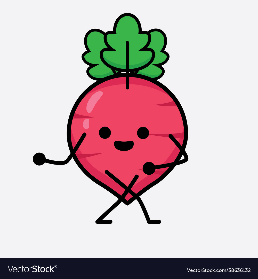 Red radish character with cute face and simple Vector Image