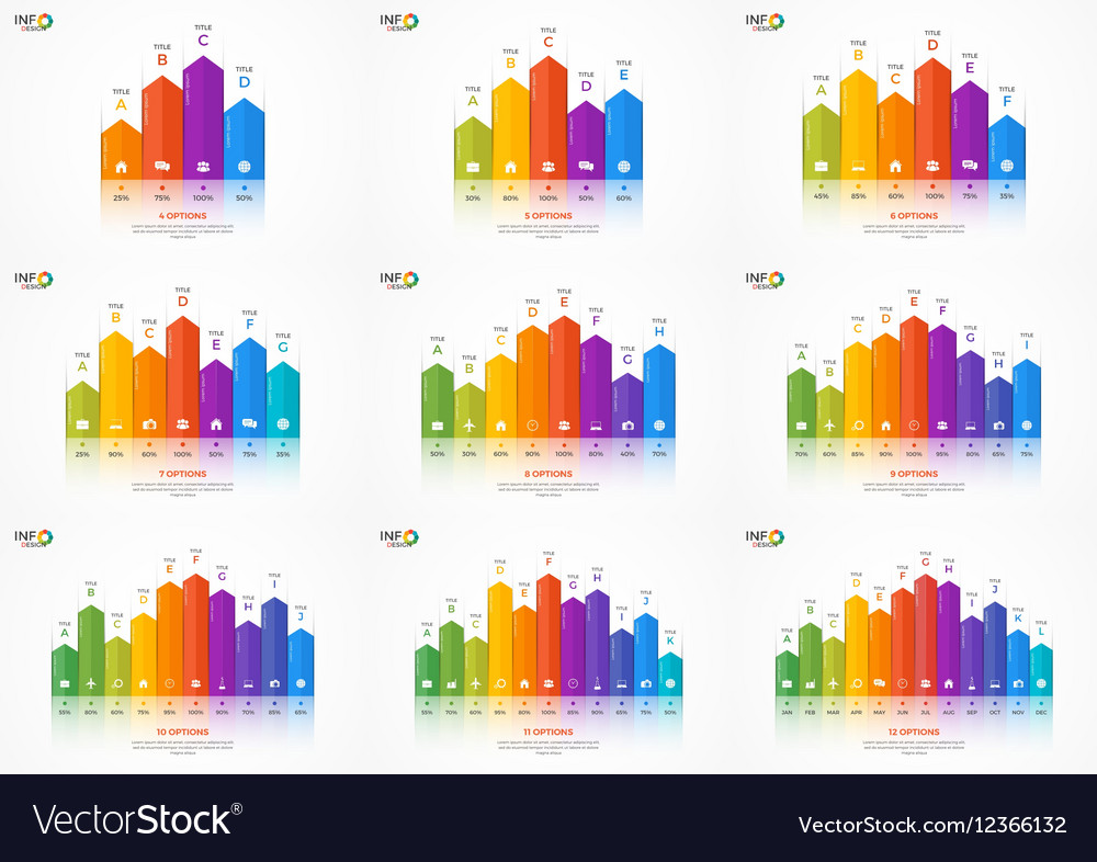 Set of column chart infographic templates Vector Image