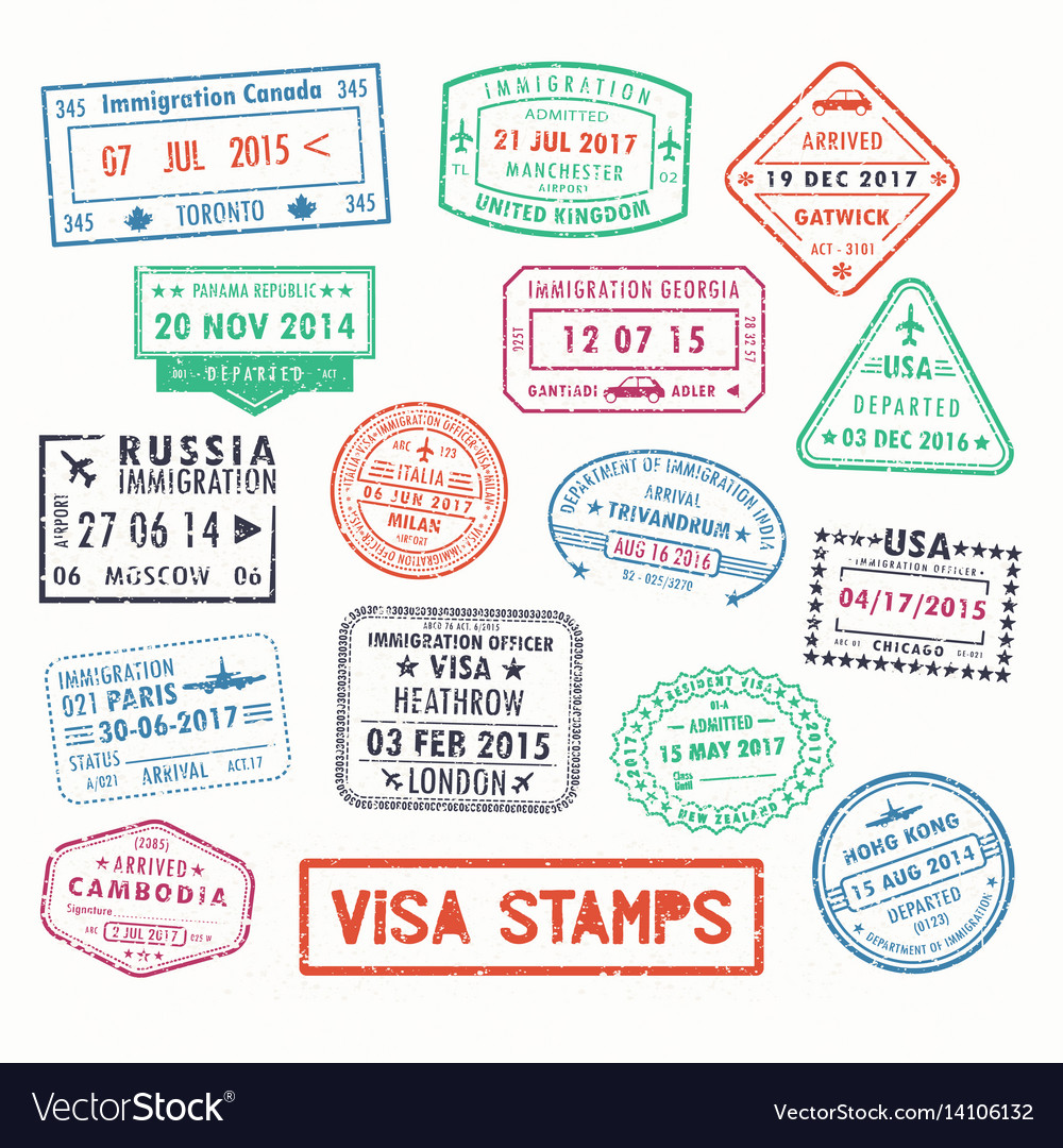 Visa stamps or passport signs immigration Vector Image