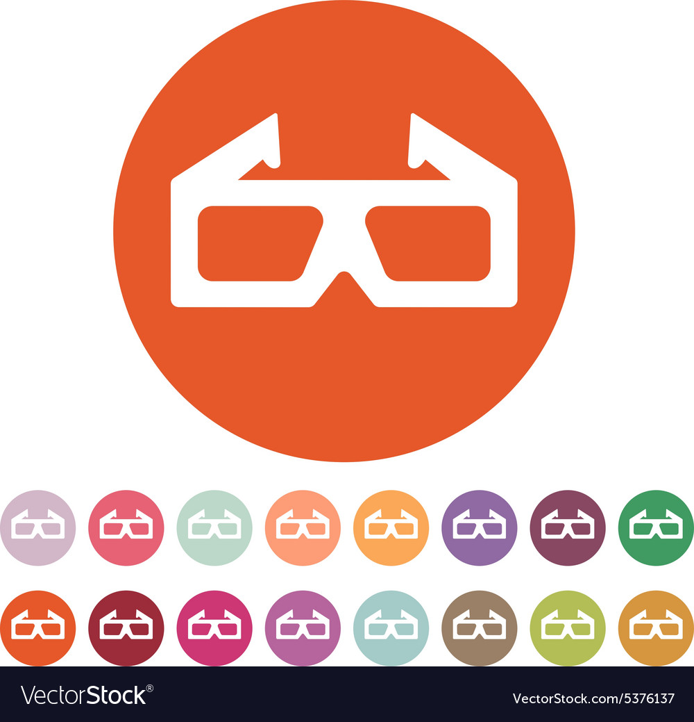 3d movie icon glasses symbol flat Royalty Free Vector Image