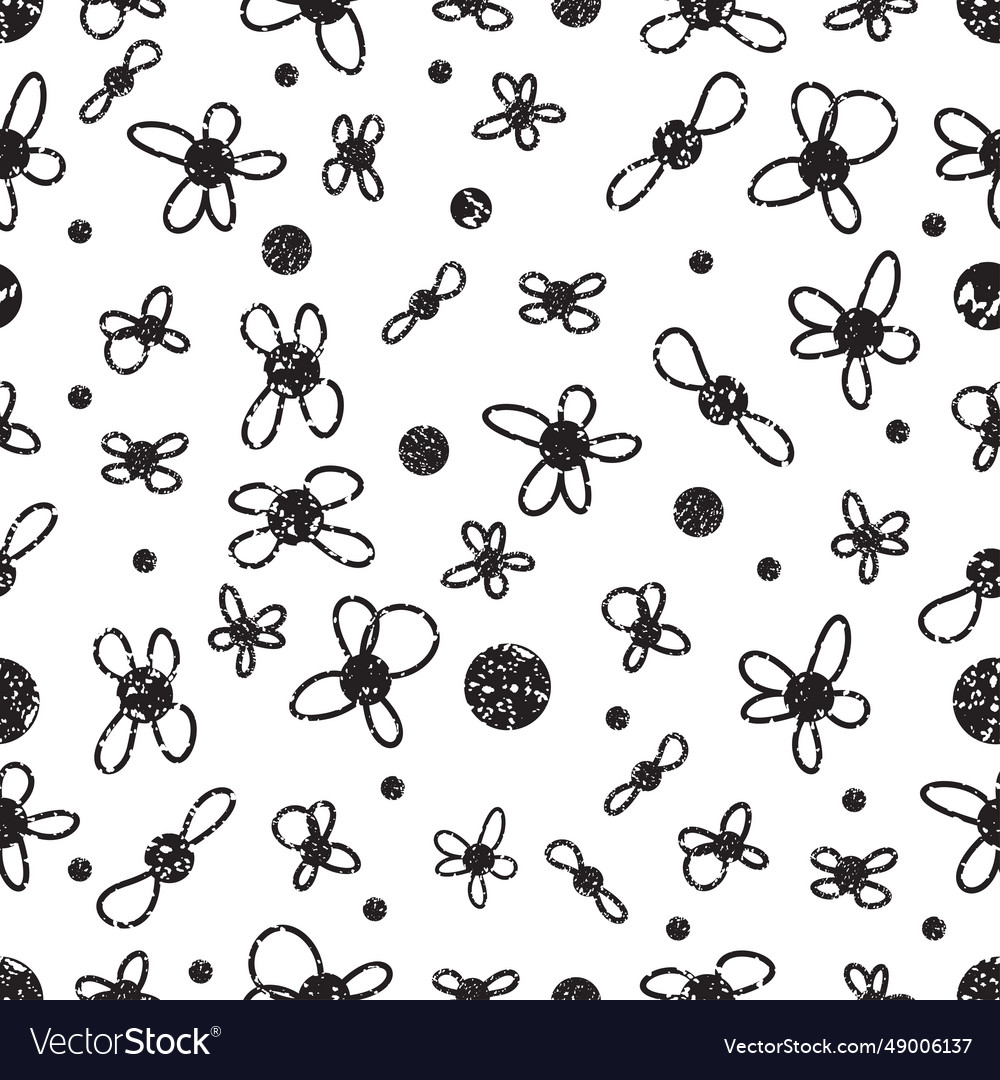 Abstract rough brush objects seamless pattern
