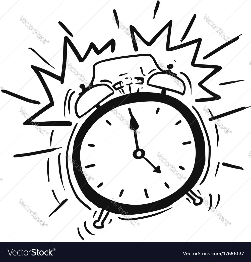 Cartoon of the classicl alarm clock ringing Vector Image