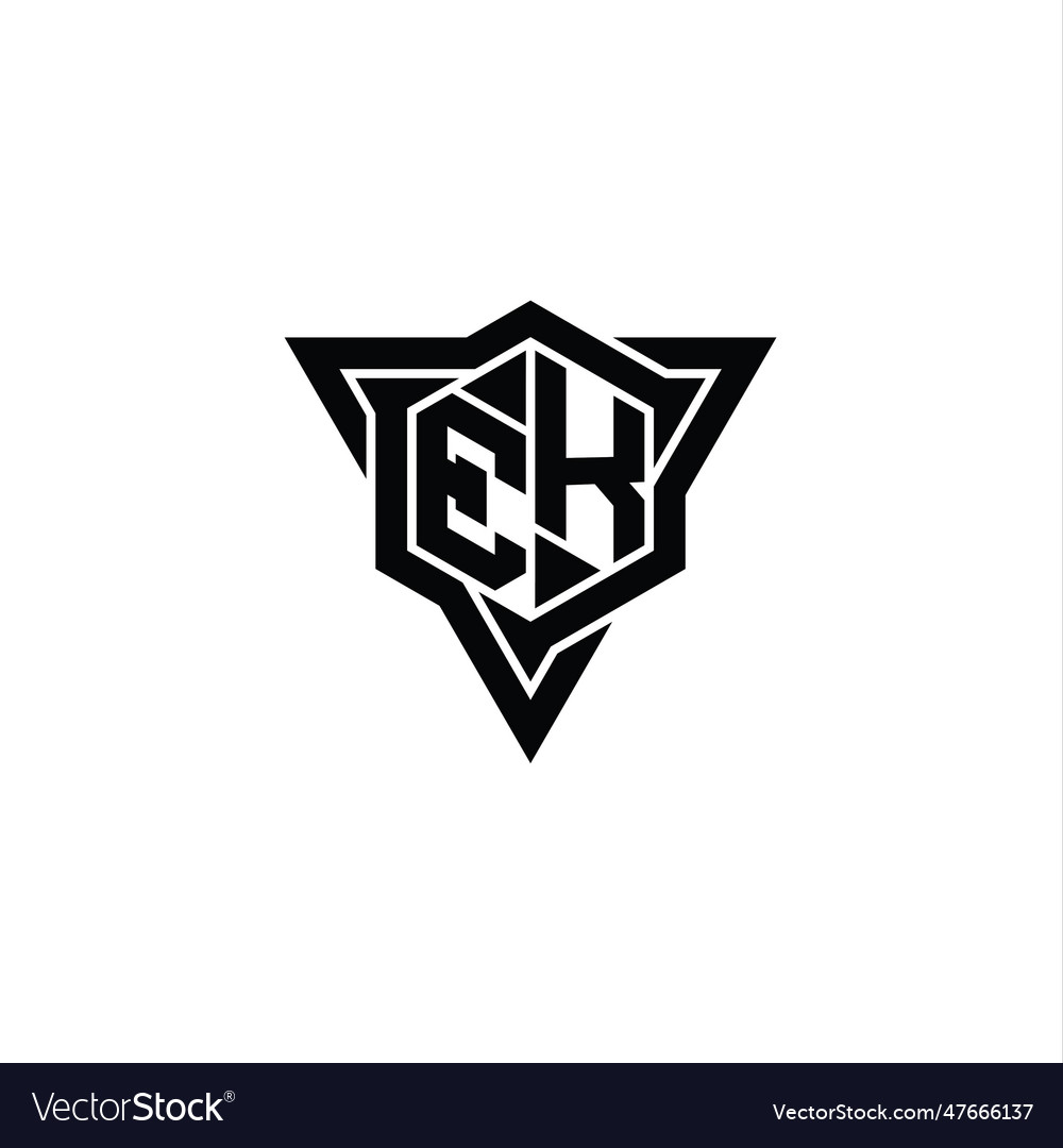 Ek logo monogram hexagon shape with triangle
