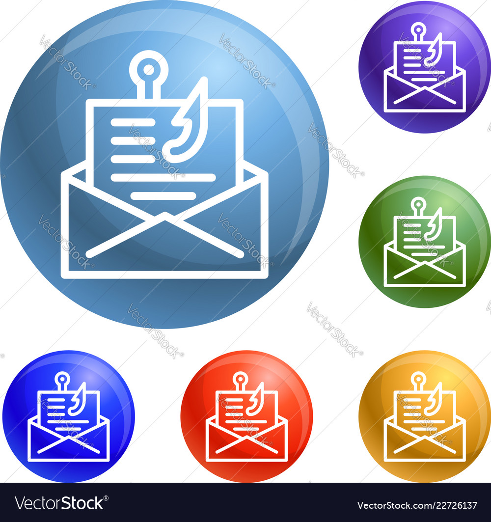 Email phishing icons set Royalty Free Vector Image