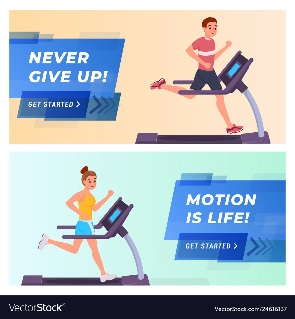 Fitness website landing page flat set