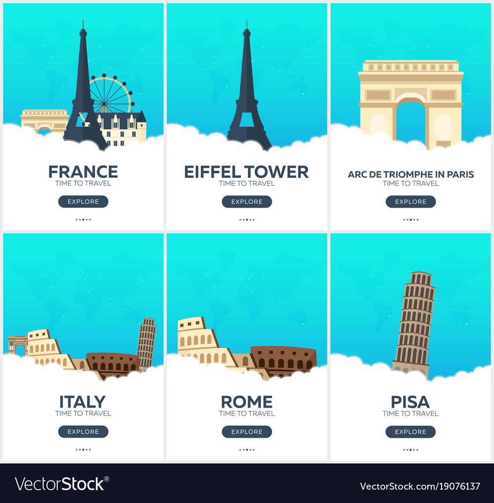 France italy time to travel set Royalty Free Vector Image