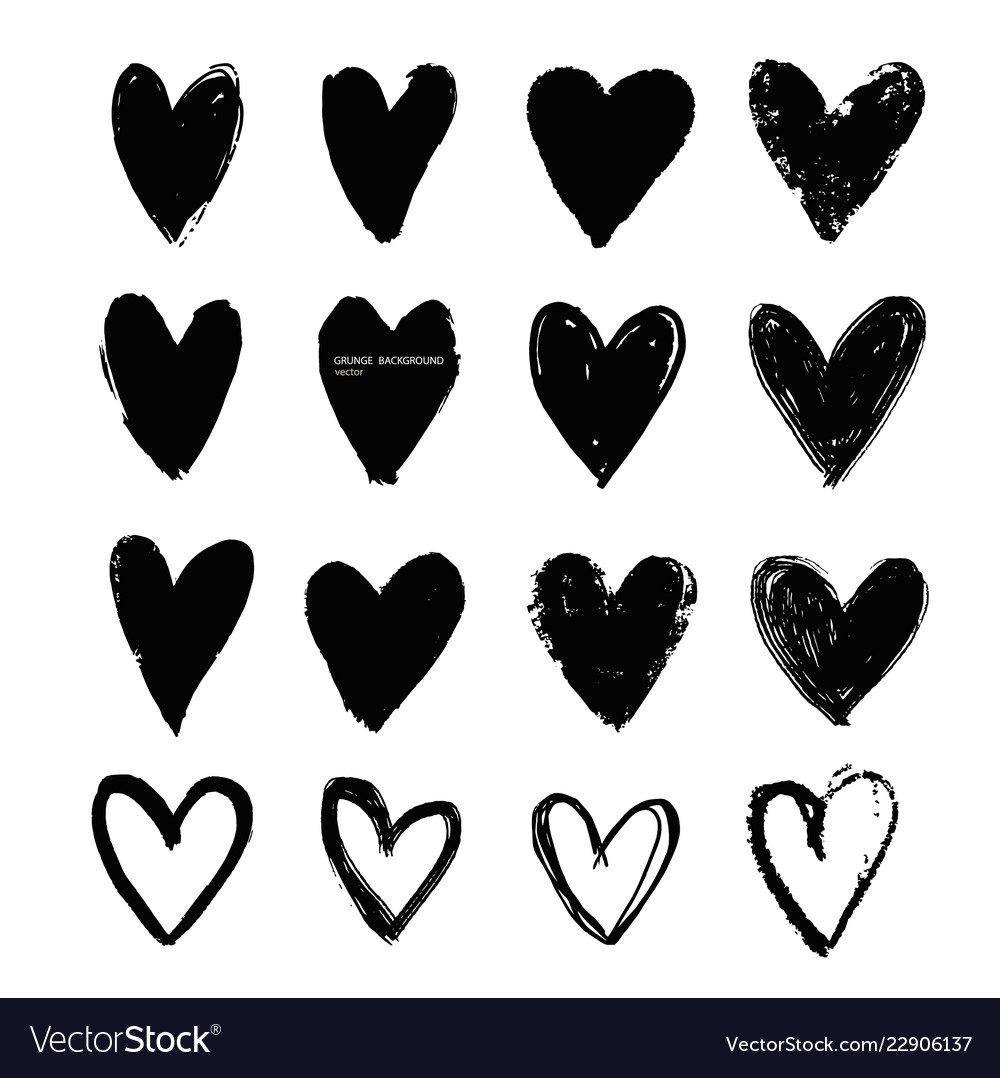 Grunge abstract hand - painted hearts vector image Grunge abstract hand - painted hearts