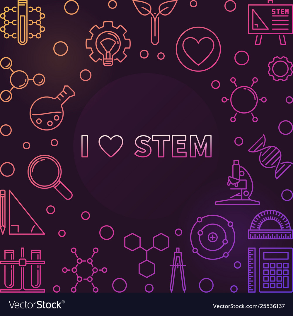 I love stem colorful outline frame