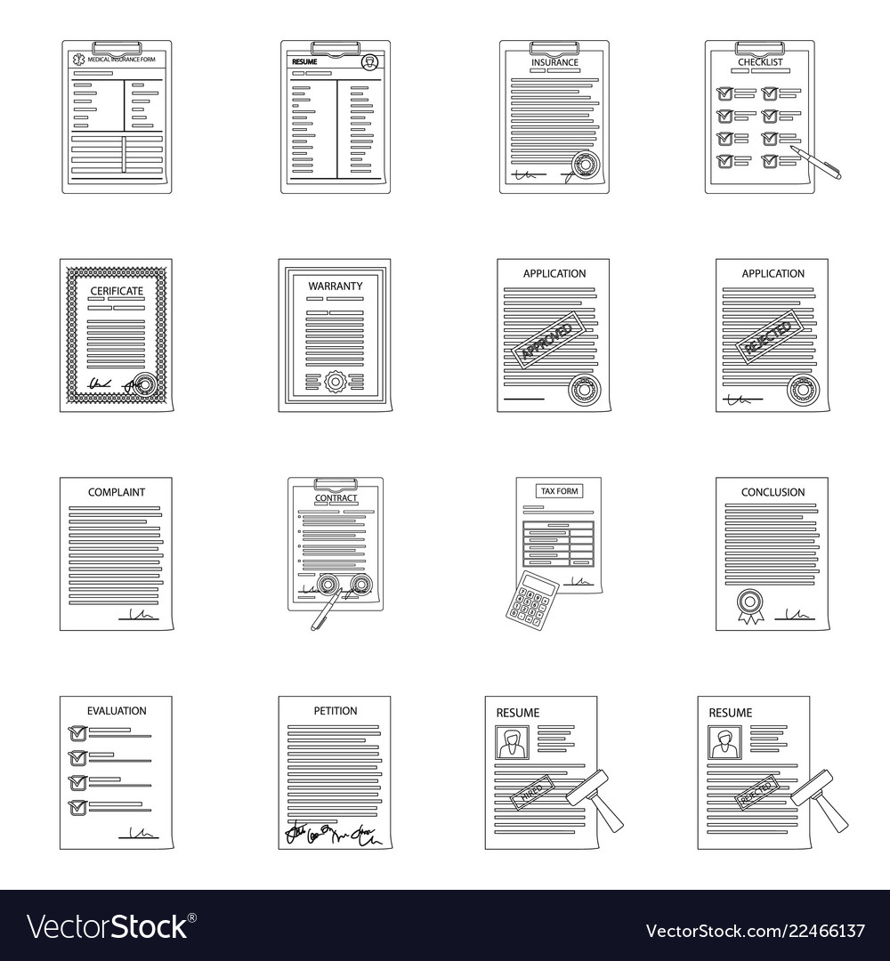 Isolated object of form and document logo set vector image Isolated object of form and document logo set