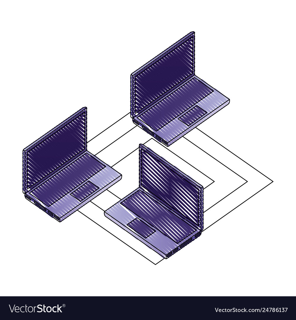 Laptops computers isometric with circuit