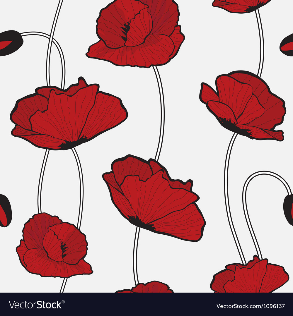 Red Poppy Seamless Pattern