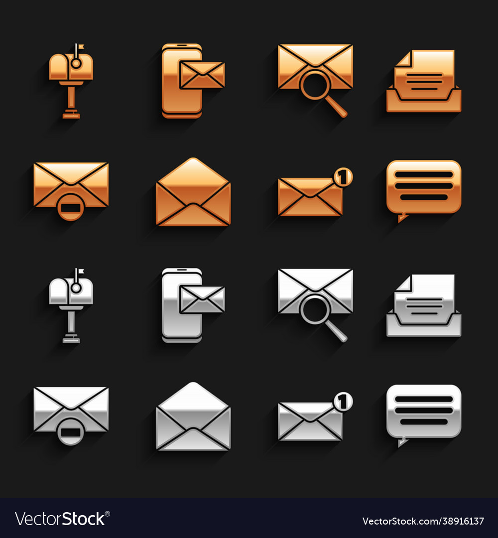 Set envelope drawer with document speech bubble vector image Set envelope drawer with document speech bubble