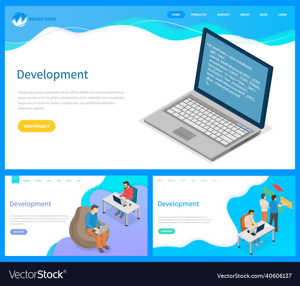 Set of about working on web vector image Set of about working on web