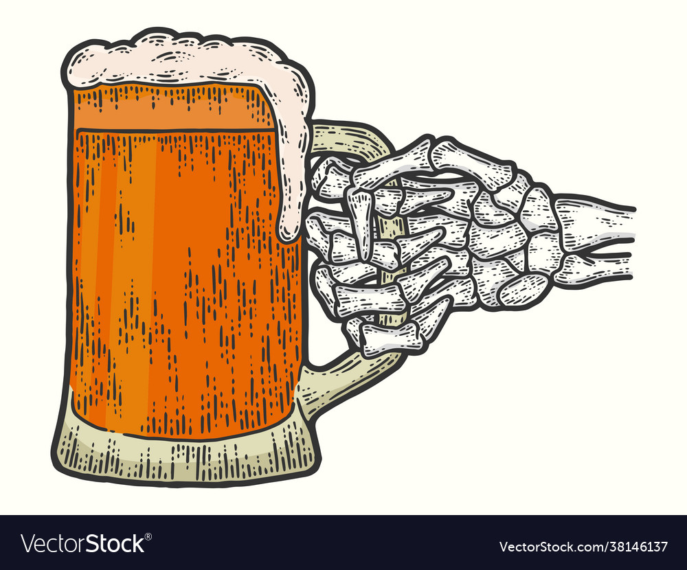 Skeleton Holding Beer Mug - Sketch