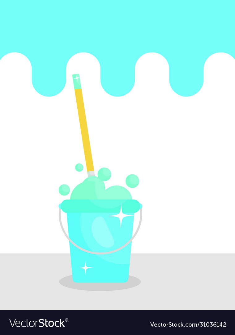 Bucket with mop icon colorful design vector image Bucket with mop icon colorful design