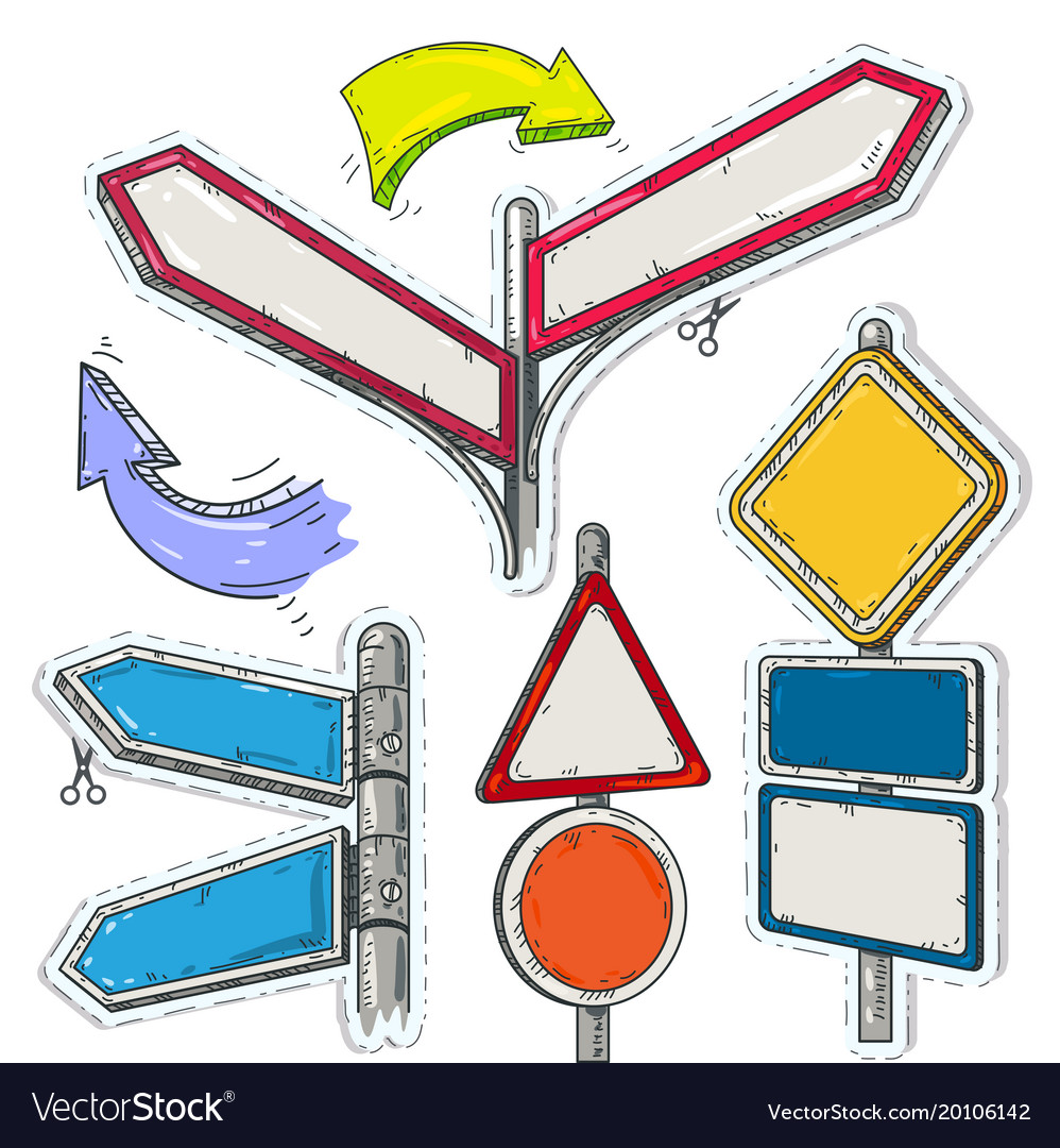Colorful sticker set of empty pointers arrows