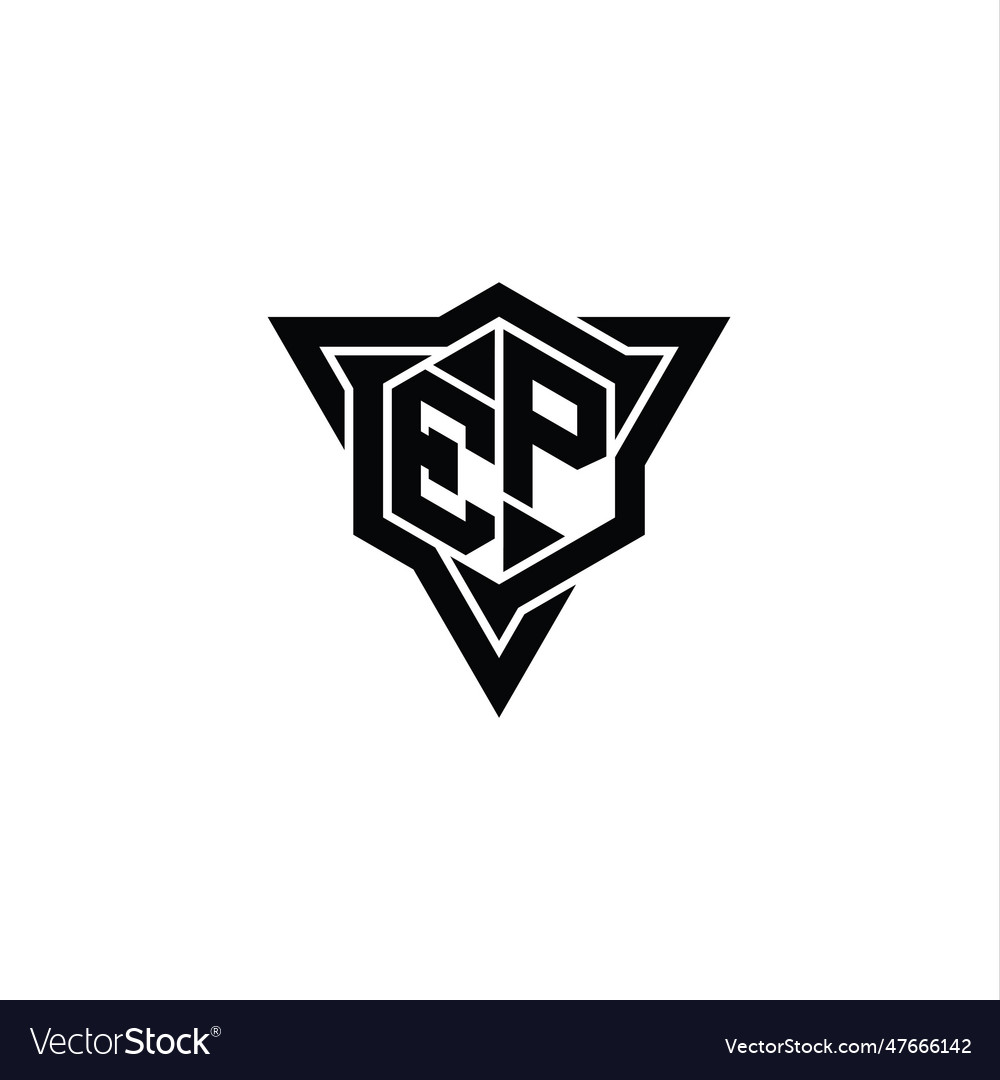 Ep logo monogram hexagon shape with triangle