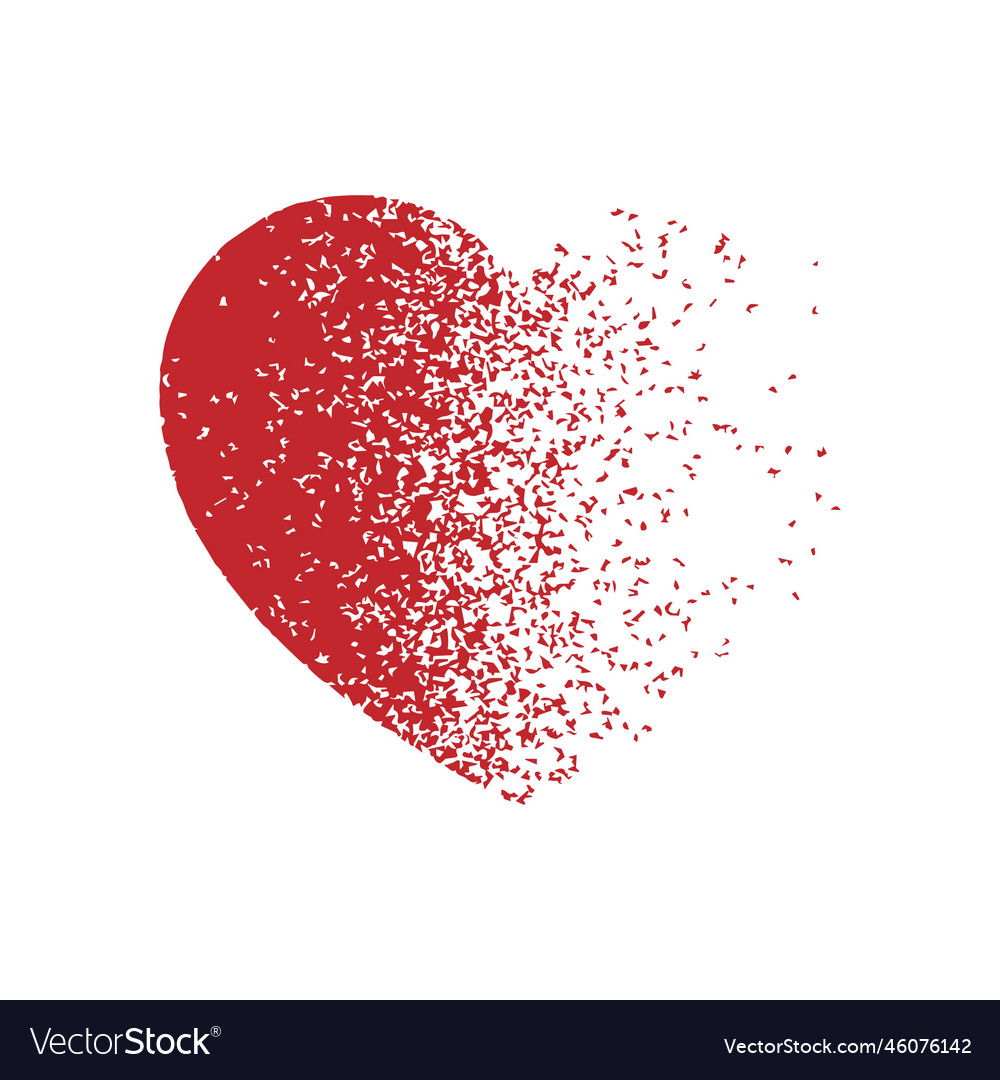 Exploding heart with grain texture Vector Image Exploding heart with grain texture