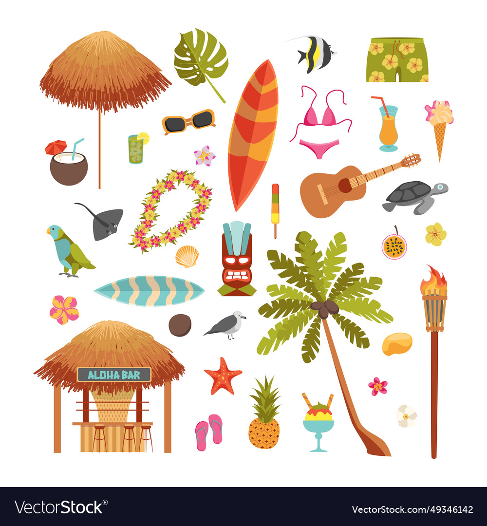 Hawaiiische Strandparty-Icons