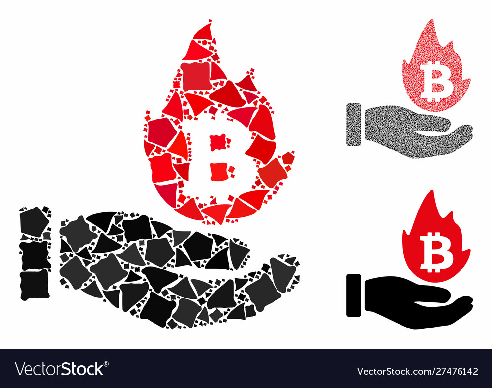 Hot cryptocurrency offer hand mosaic icon