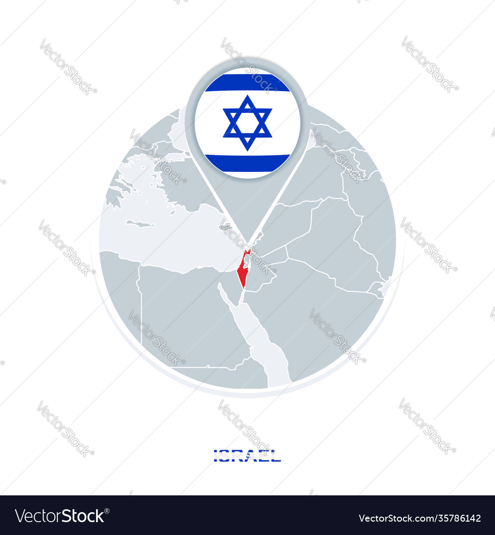 Israel map and flag icon with highlighted