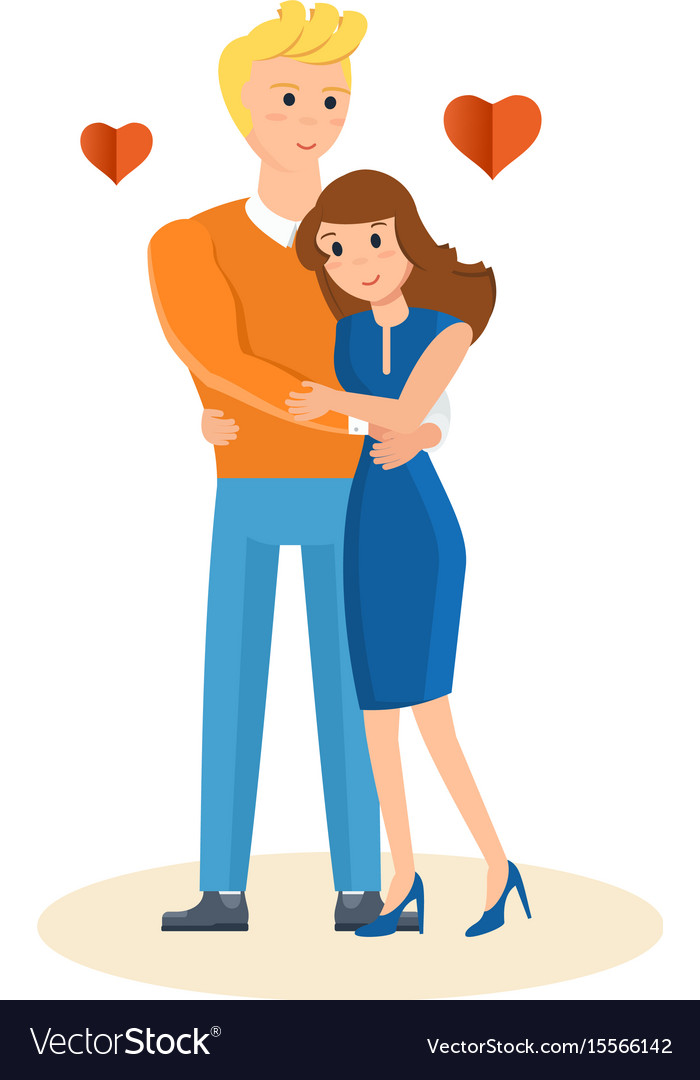 Loving Couple Hugging Showing Warmth And Respect Vector Image