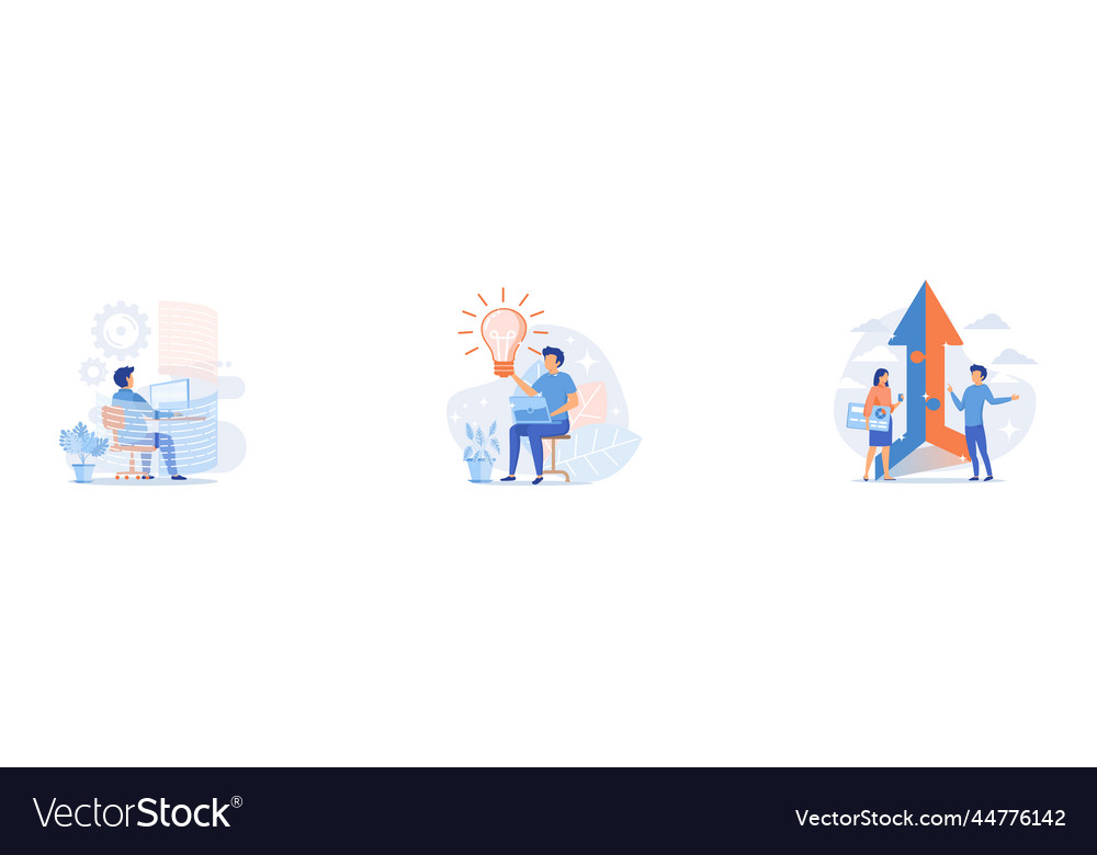 Mann mit Computer an der Arbeit denken draußen Vector Image Mann mit Computer an der Arbeit denken draußen