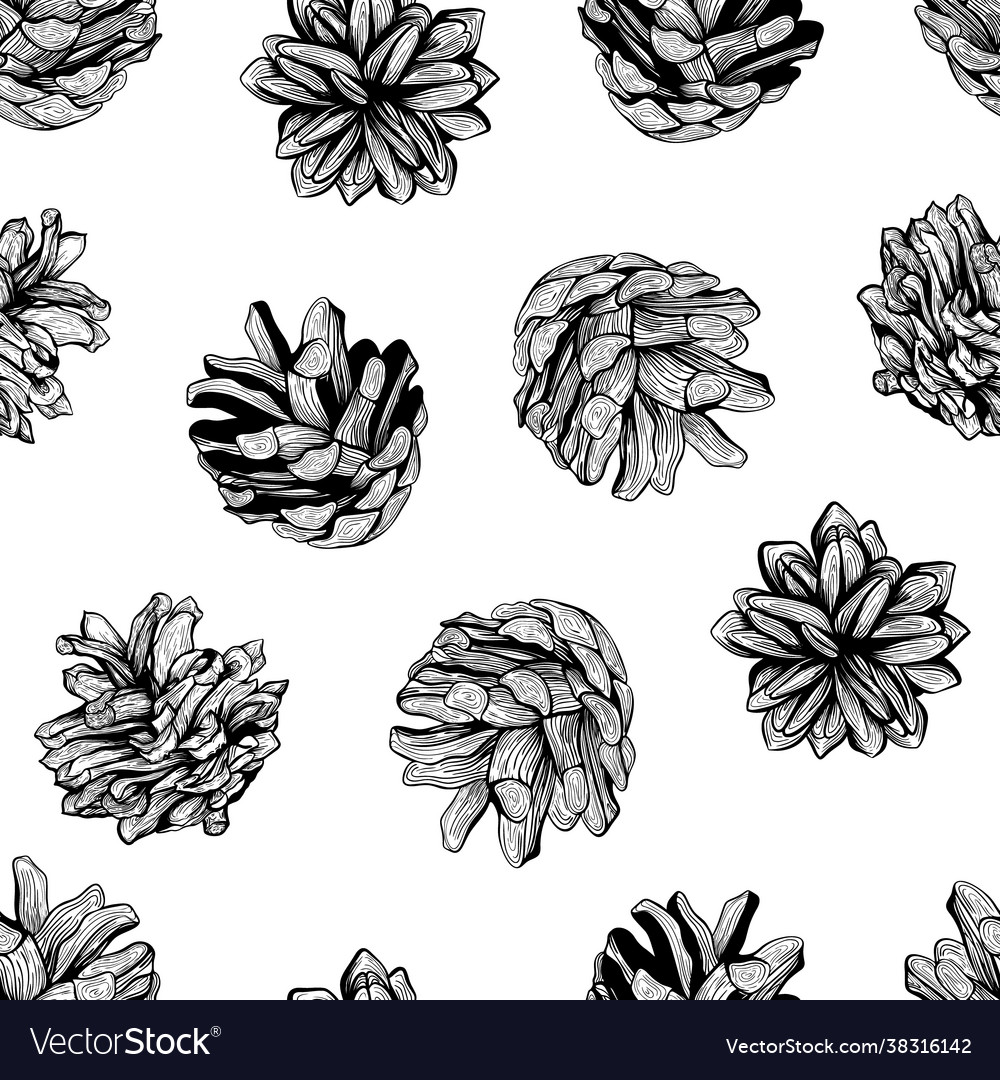 Pine cones seamless pattern design
