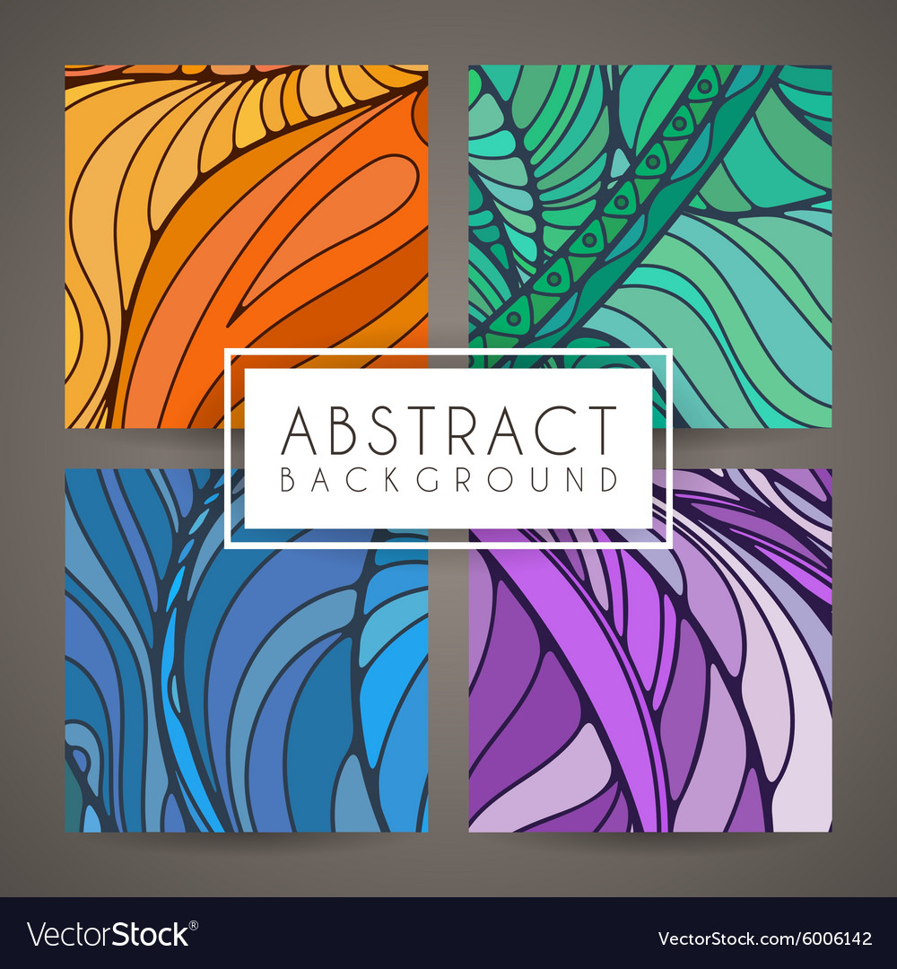 Set of four colorful intricate patterns