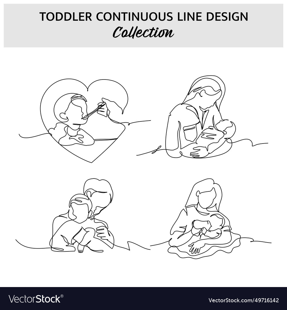 Set of toddler continuous line
