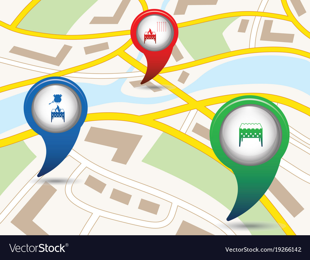 Set of tourism service map pointers