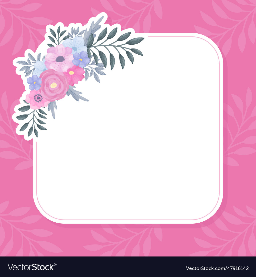 Spring flowers empty note card frame