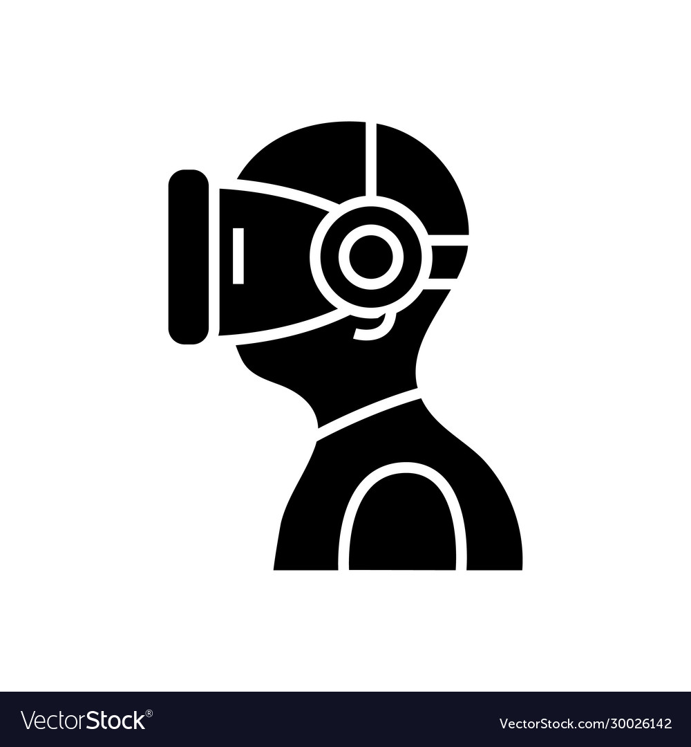 Virtual vision black icon concept