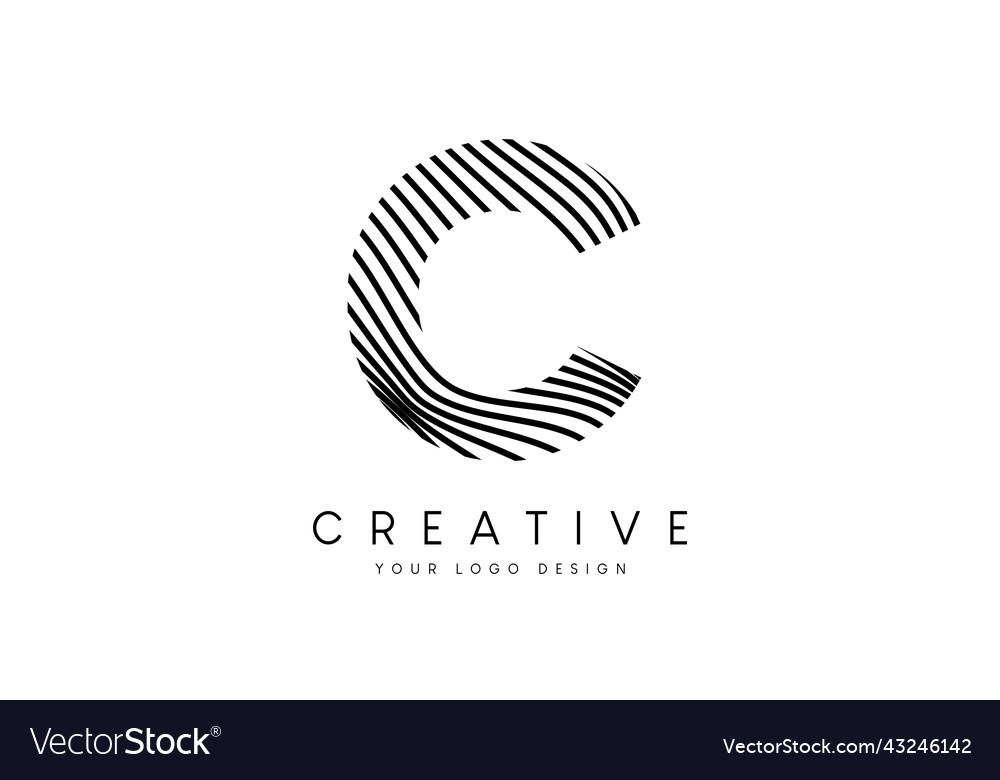 Warp zebra lines letter c logo design with black Vector Image