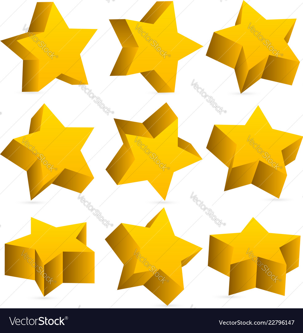 3D Golden Stars with Shadow