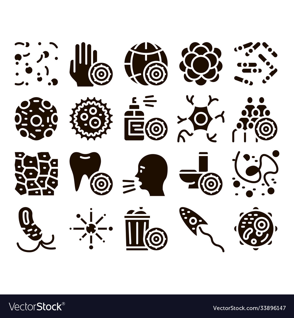 Bacteria germs sign icons set