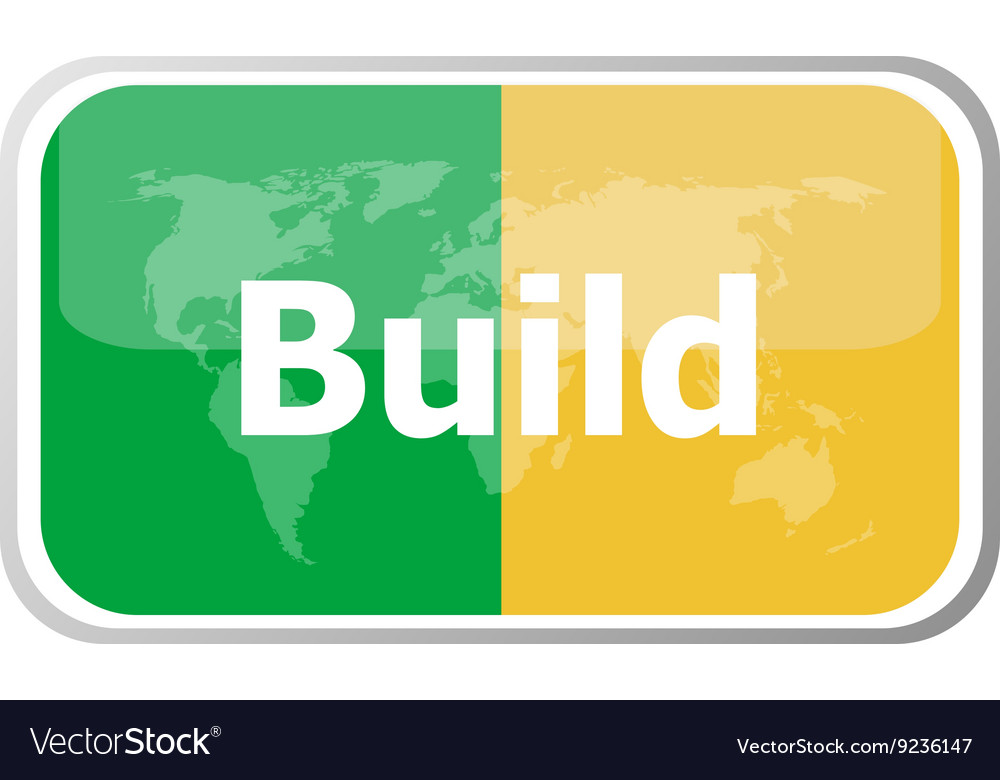 Build word on web button icon isolated