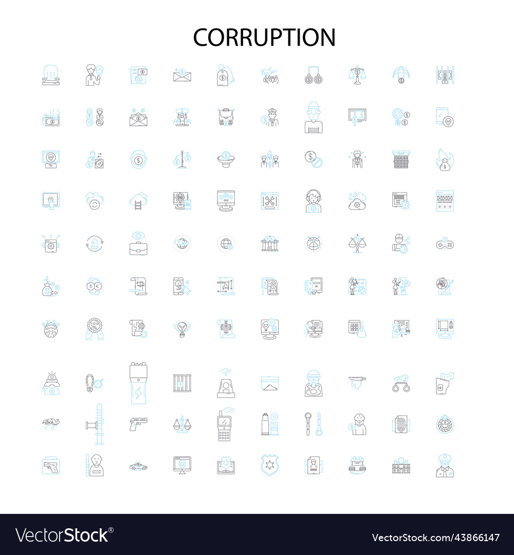 Corruption icons signs outline symbols concept