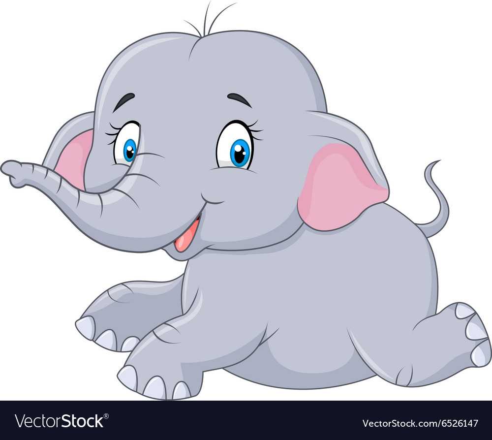 Cute baby elephant sitting isolated Royalty Free Vector